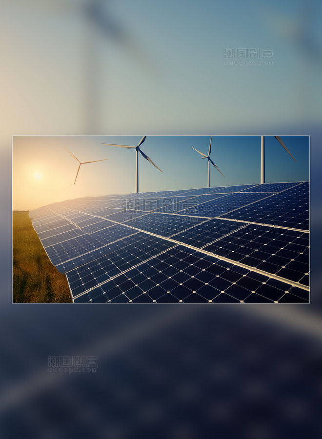 太阳能新能源光伏板电池板清洁能源摄影图超级