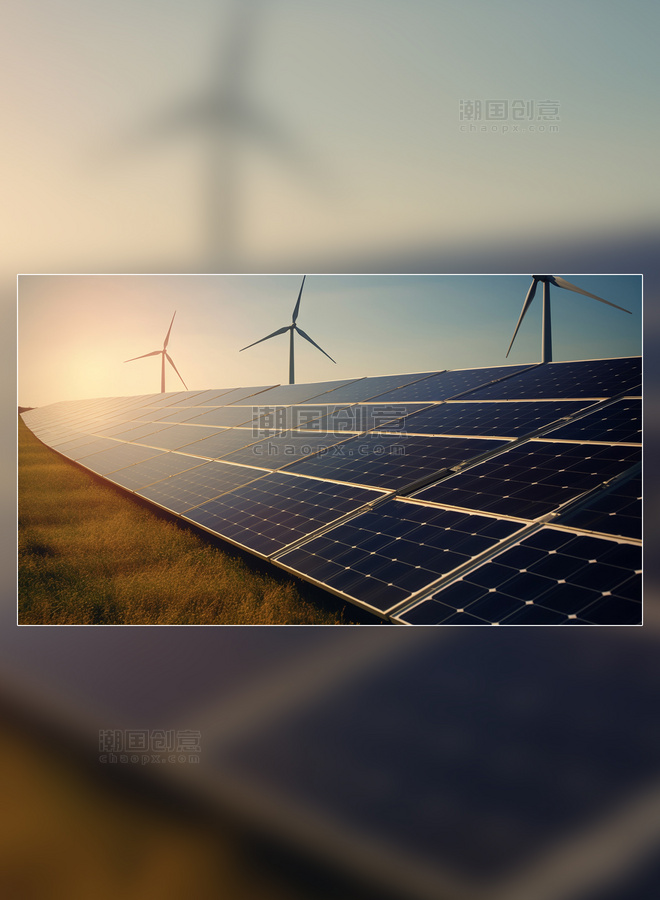 光伏板太阳能新能源电池板清洁能源摄影图超级清晰