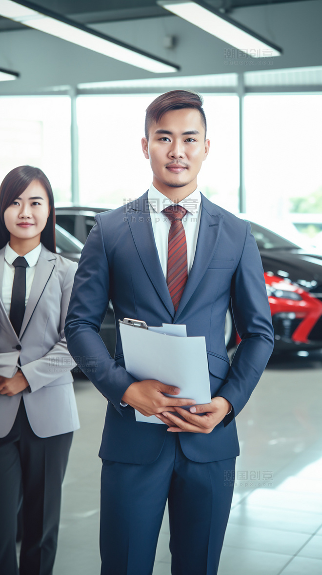 汽车销售人员汽车行业男销售4S店的汽车销售人员摄影图