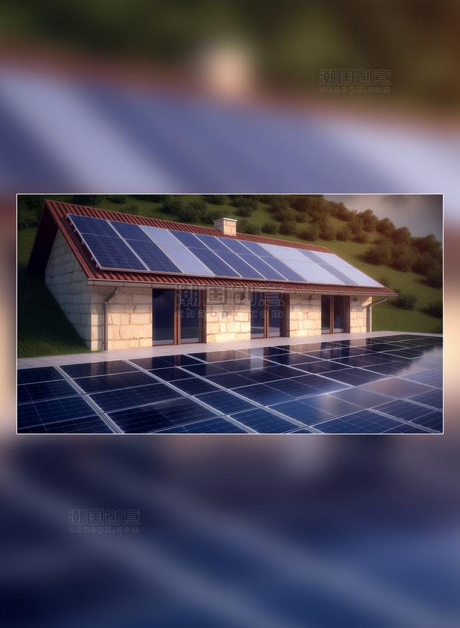 摄影图超级光伏板太阳能新能源电池板清洁能源