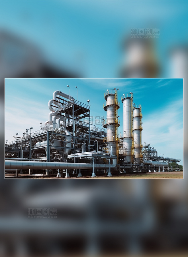 参观石油工业天然气加工厂然气摄影图
