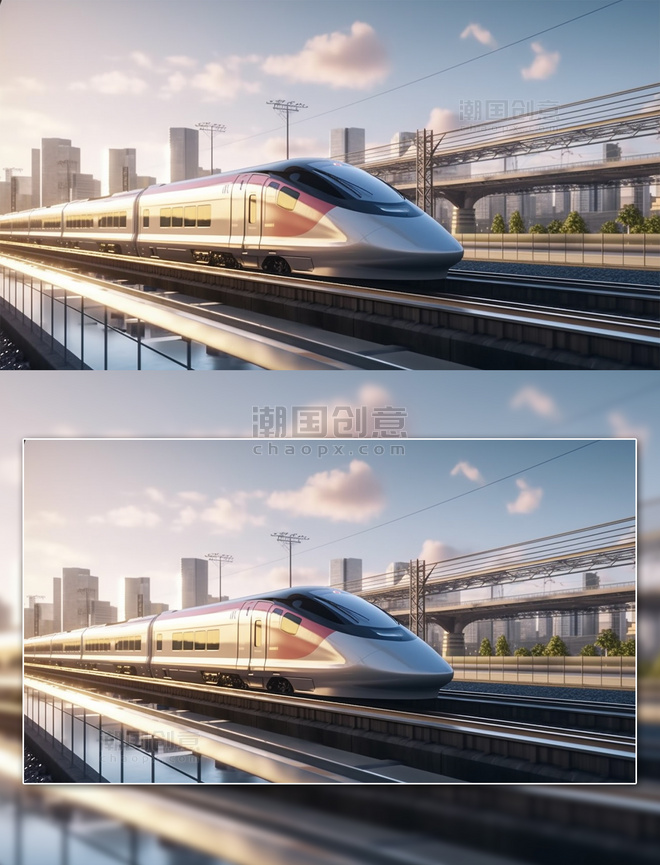 高速列车动车摄影图交通工具