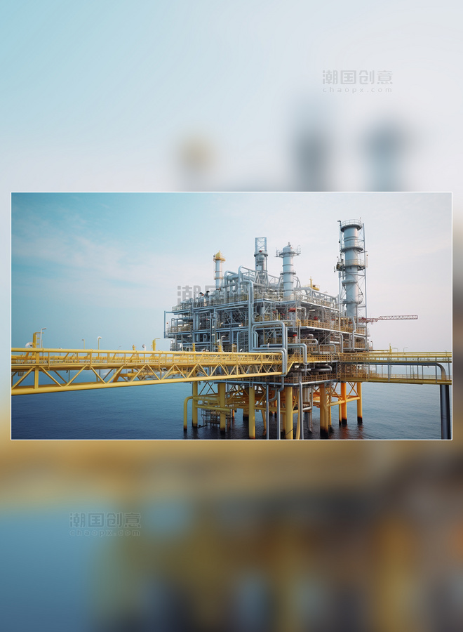 石油工业摄影图海上石油天然气加工厂然气高清摄影