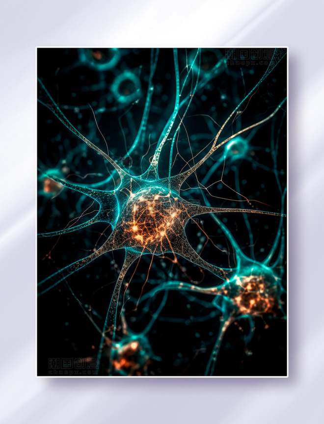 高清特写神经元网络神经细胞轴突树突结构
