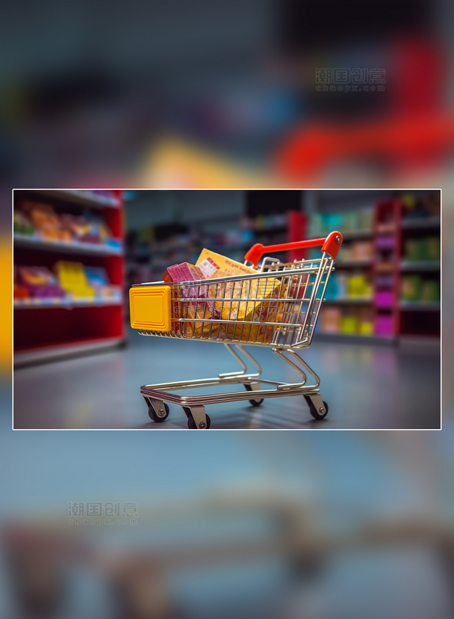 电子网络购物线上销售摄影图超级清晰购物车超市电商