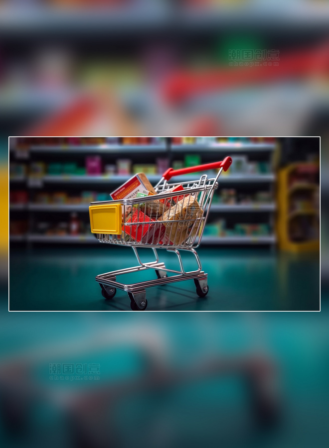 电商购物车超市电子网络购物线上销售摄影图超级清晰