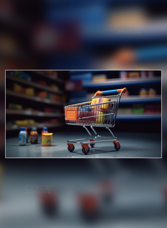高清摄影图购物车超市电商电子网络购物线上销售超级清晰