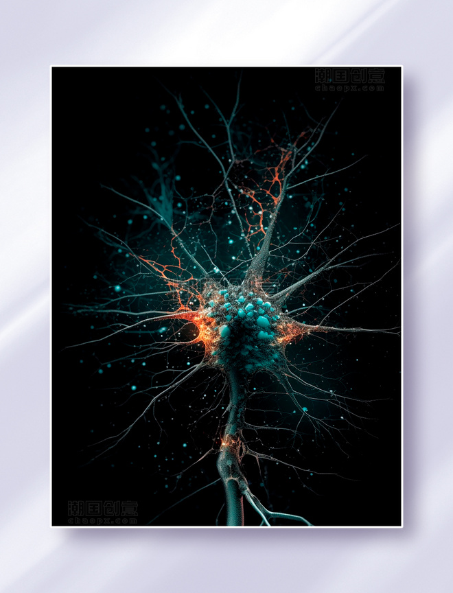 向外发散的神经元网络生物细胞树突轴突