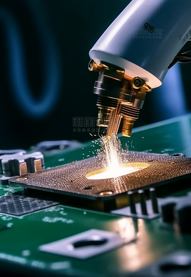 工厂焊接机械印制板制造电路摄影图