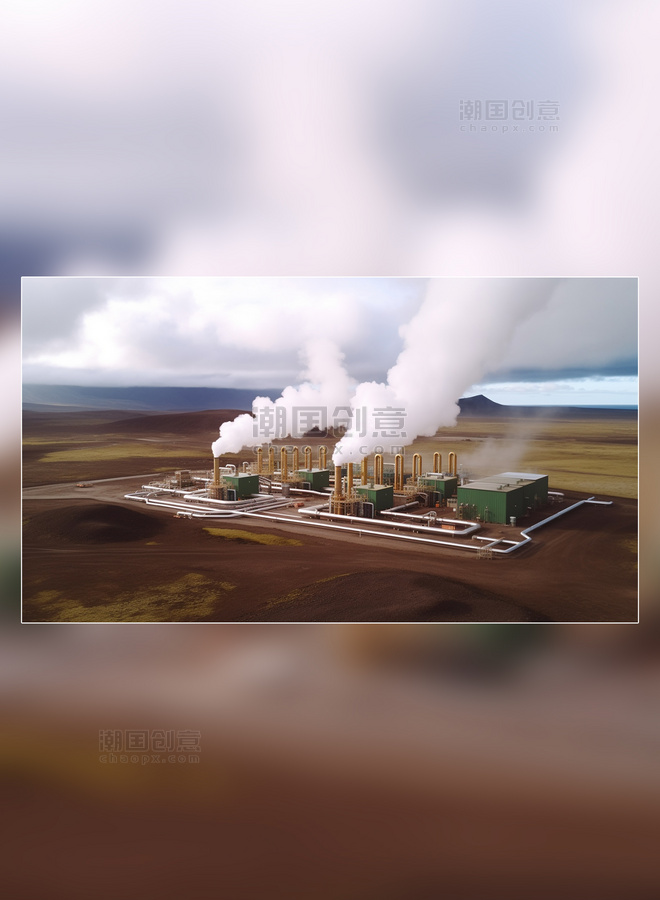地热能新能源地热发电站摄影图
