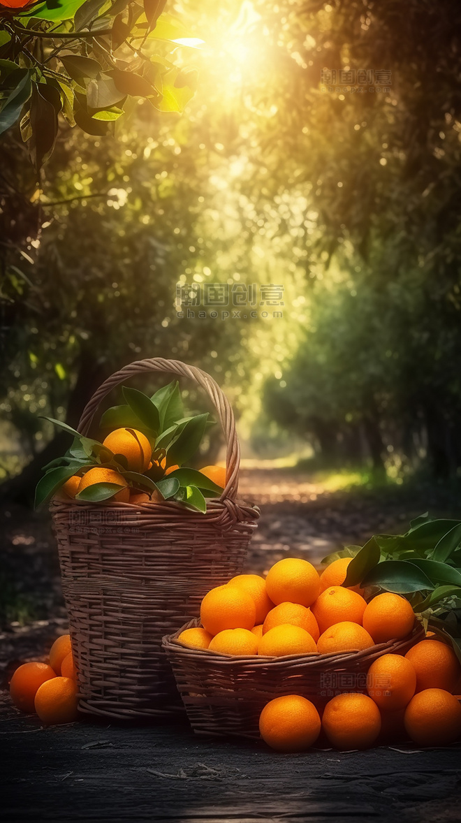 橙子园摄影图超级清晰水果农场新鲜果实成熟的橙子在果园的树上新鲜橙子