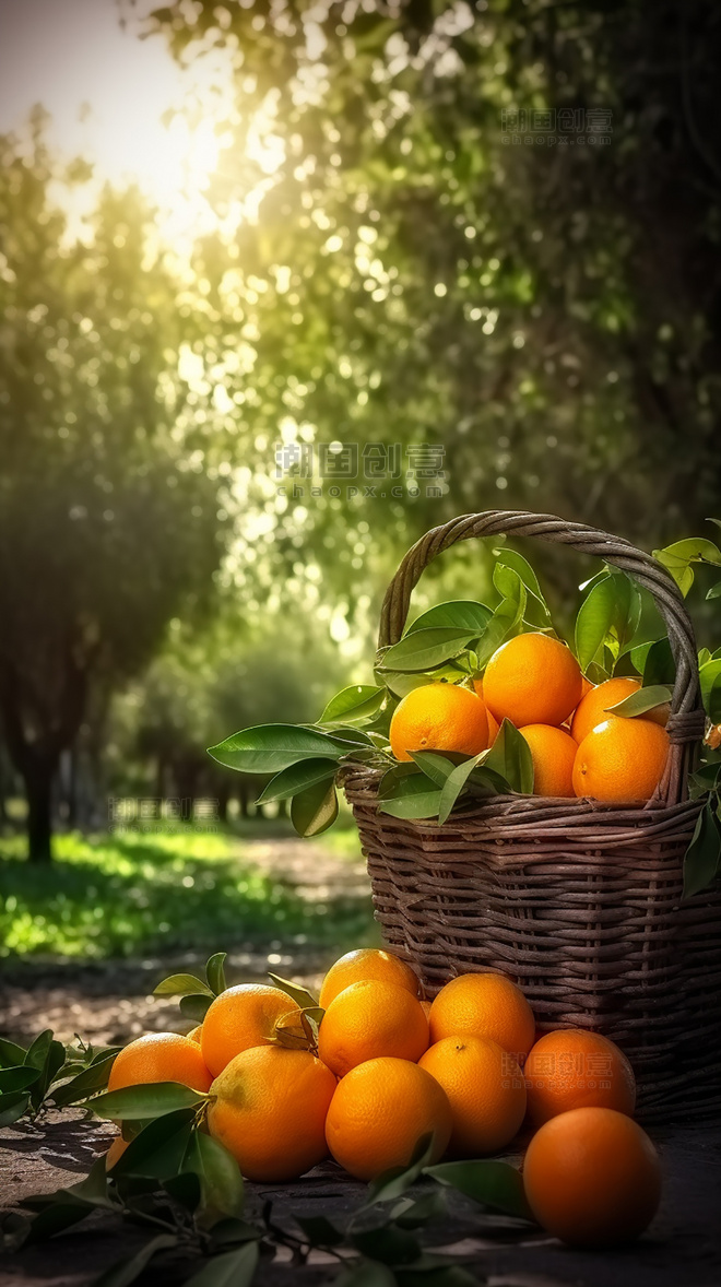 橙子园水果农场新鲜果实成熟的橙子在果园的树上新鲜橙子摄影图超级清晰