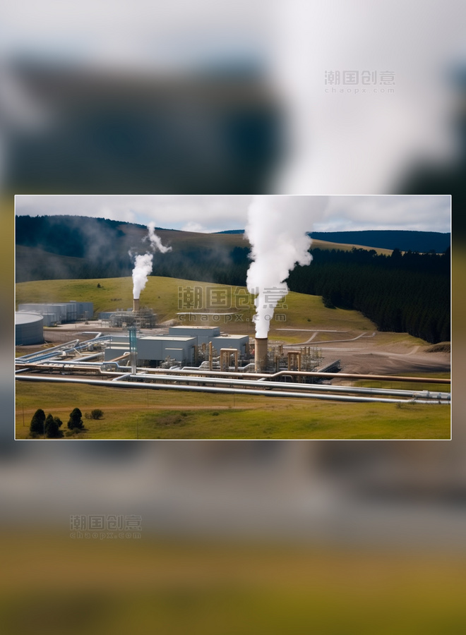 地热能工厂新能源地热发电站地热能摄影图