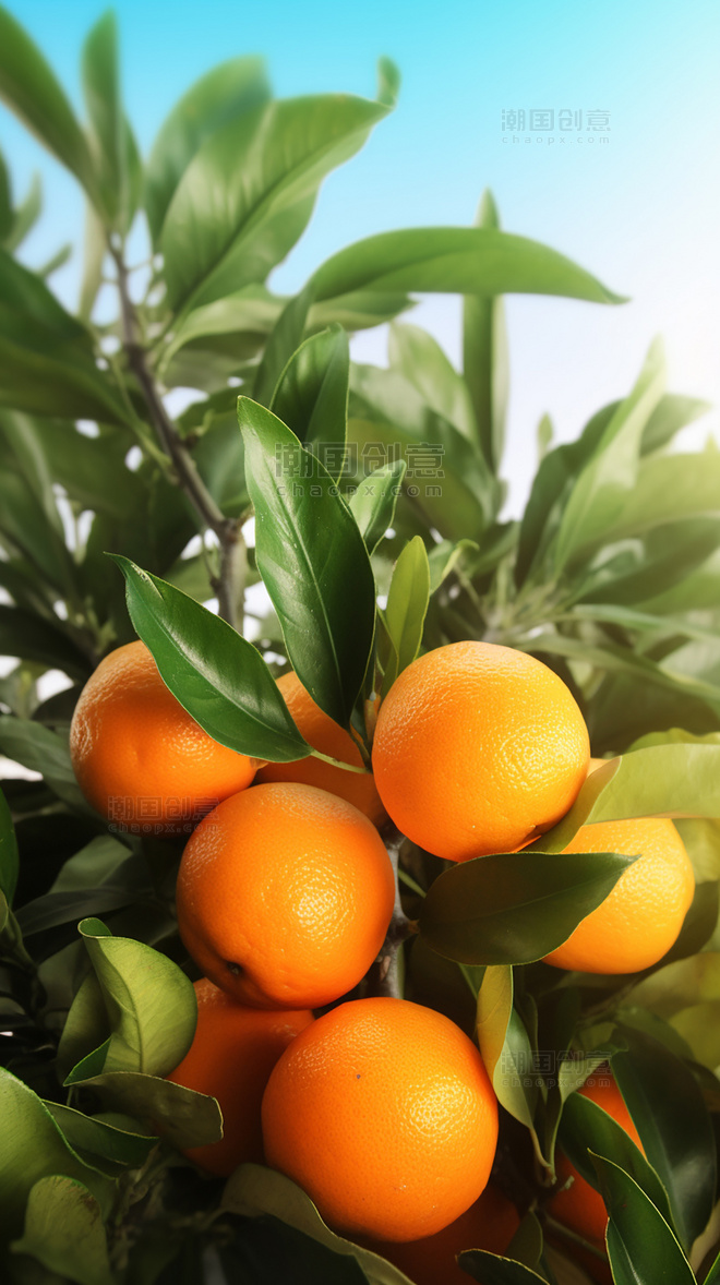 新鲜橙子橙子园水果农场新鲜果实成熟的橙子在果园的树上摄影图超级清晰