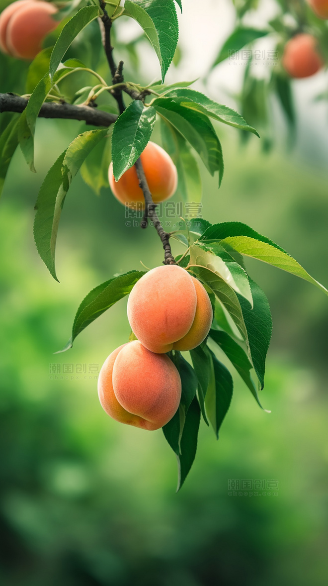蜜桃树新鲜多汁摄影图桃子园水果农场新鲜桃子挂满果实