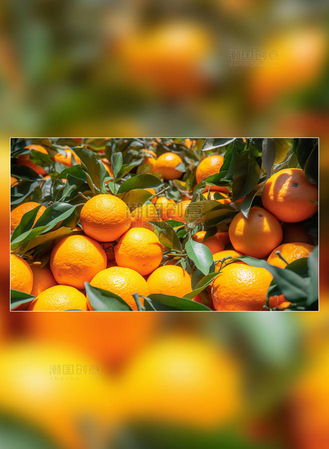 橙子园水果农场新鲜果实成熟的橙子摄影图在果园的树上新鲜橙子
