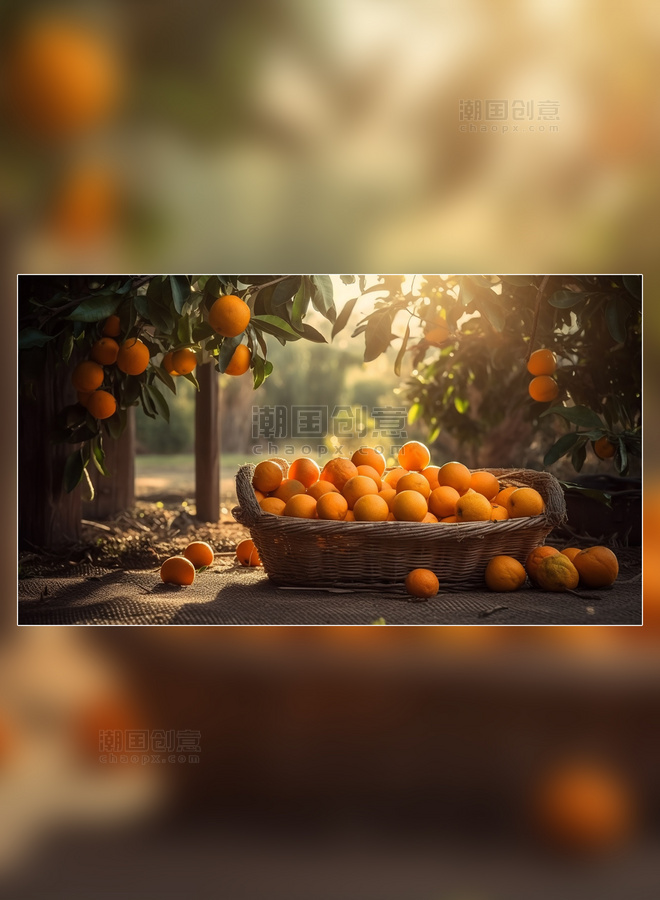 橙子园水果农场新鲜果实成熟的橙子在果园的树上新鲜橙子