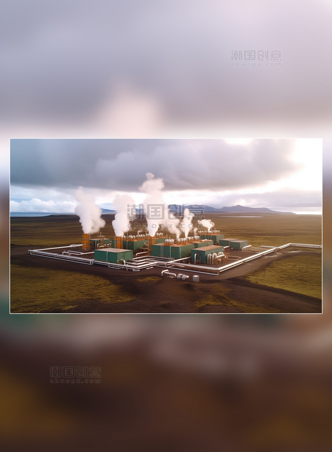 地热能工厂新能源地热发电站地热能摄影图