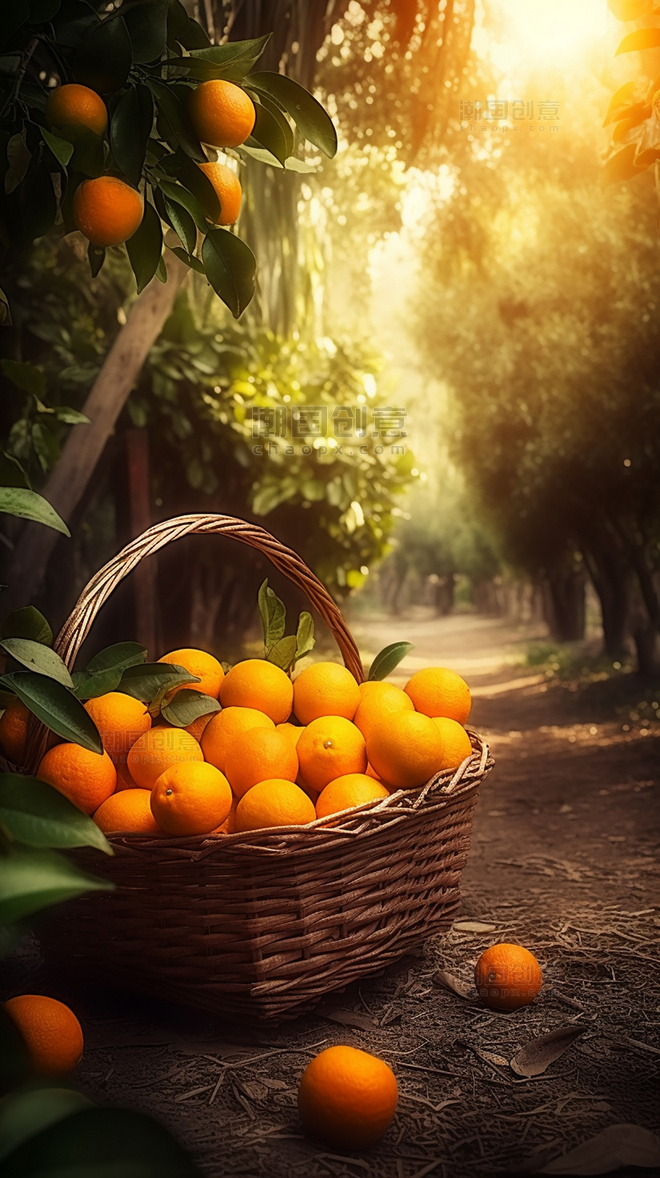橙子园水果农场新鲜果实成熟的橙子新鲜橙子摄影图