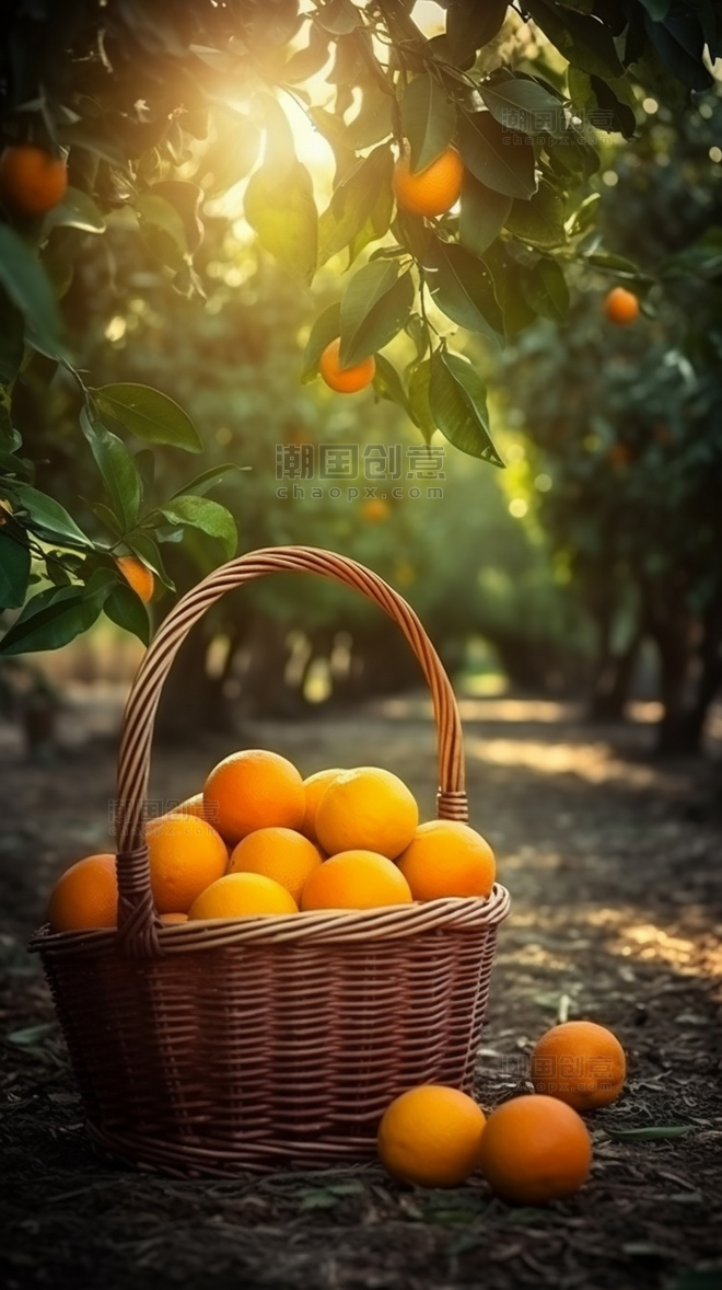 新鲜果实摄影图超级清晰成熟的橙子在果园的树上橙子园水果农场新鲜橙子