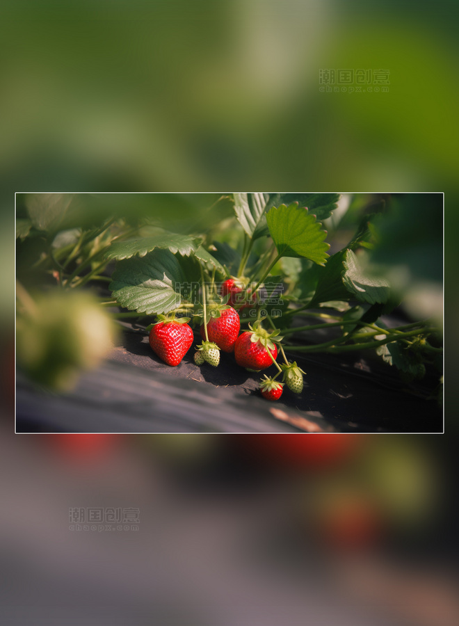 草莓水果草莓基地水果农场成熟水果新鲜草莓摄影图超级清晰