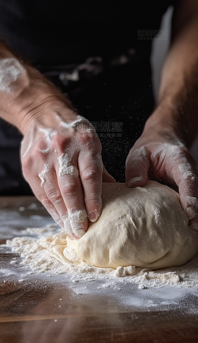 面点师制作特写制作面包糕点师