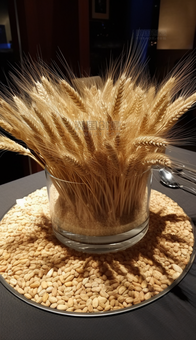圈起来的稻草小麦农副产品谷物摄影感 