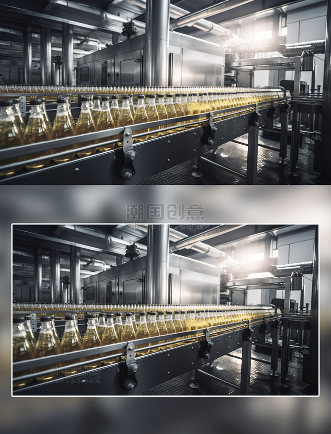 工厂机器自动化饮料生产线摄影流水线