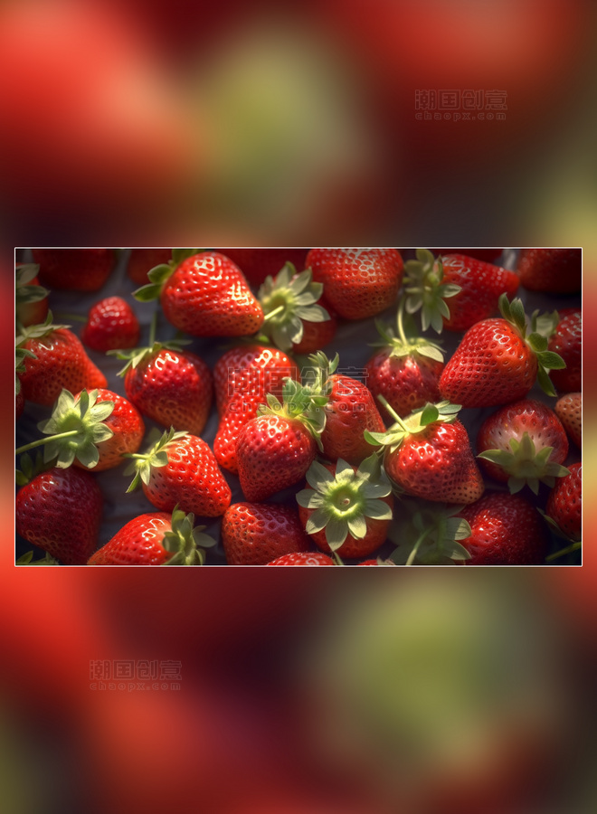 草莓水果摄影图超级清晰甜甜的新鲜草莓采摘季成熟水果草莓基地水果农场