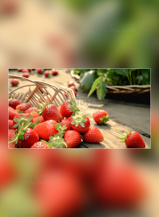 采摘季成熟水果草莓基地水果农场摄影图超级清晰