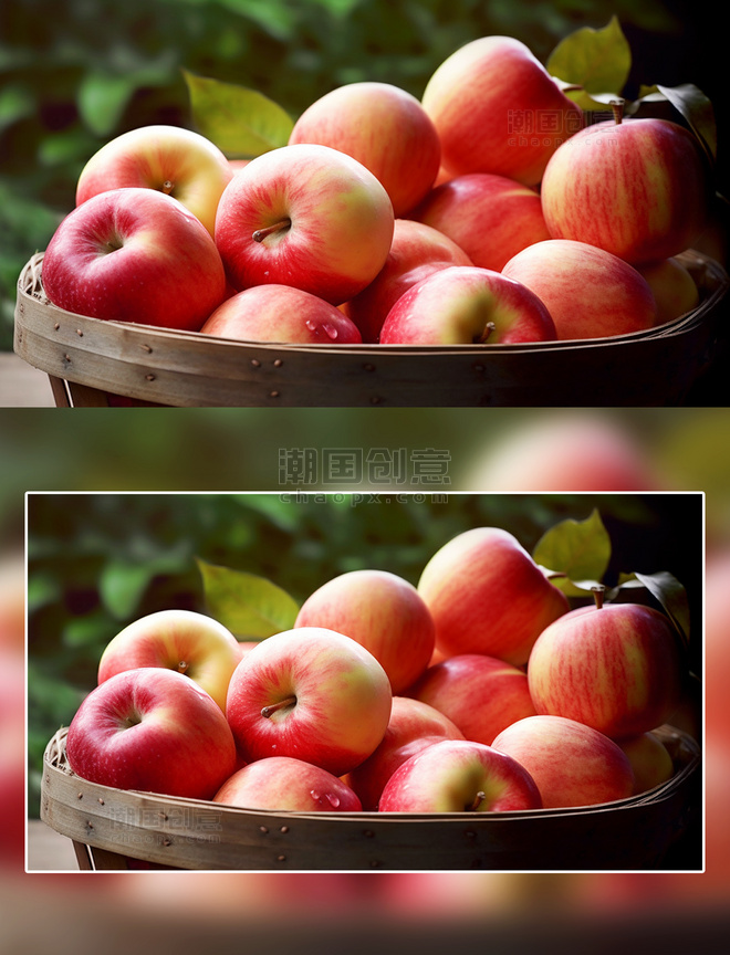 新鲜红色苹果果篮摄影水果