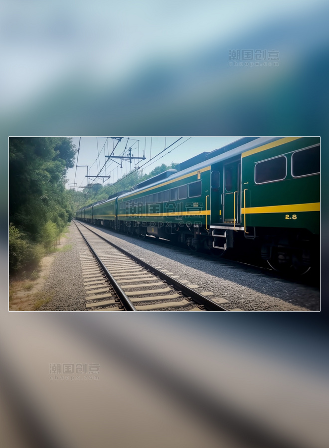 轨道铁轨广阔视角摄影图火车交通工具