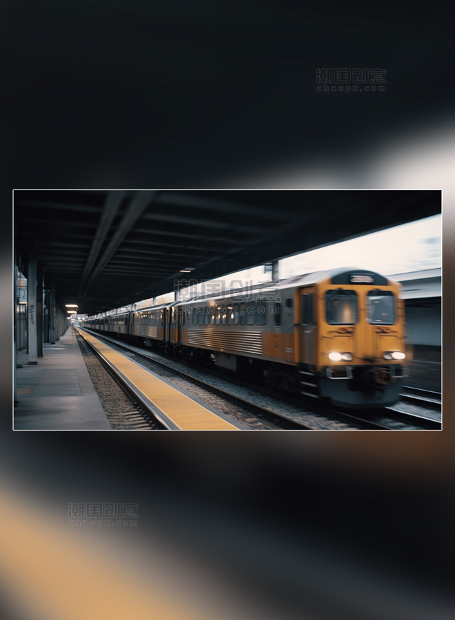火车交通工具轨道铁轨摄影图