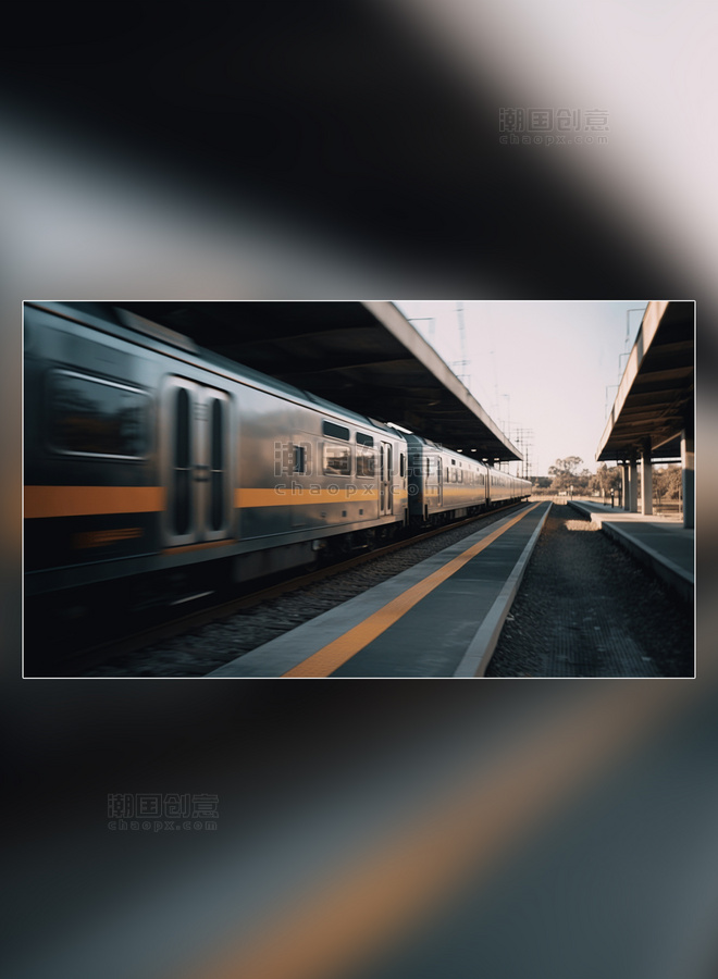 火车交通工具摄影图轨道铁轨广阔视角