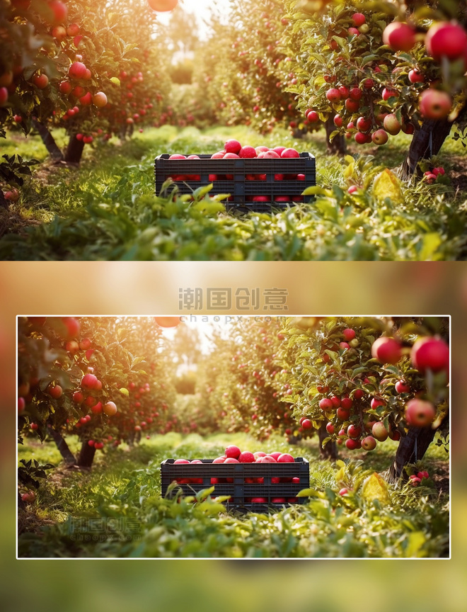 苹果果园新鲜采摘农产品摄影