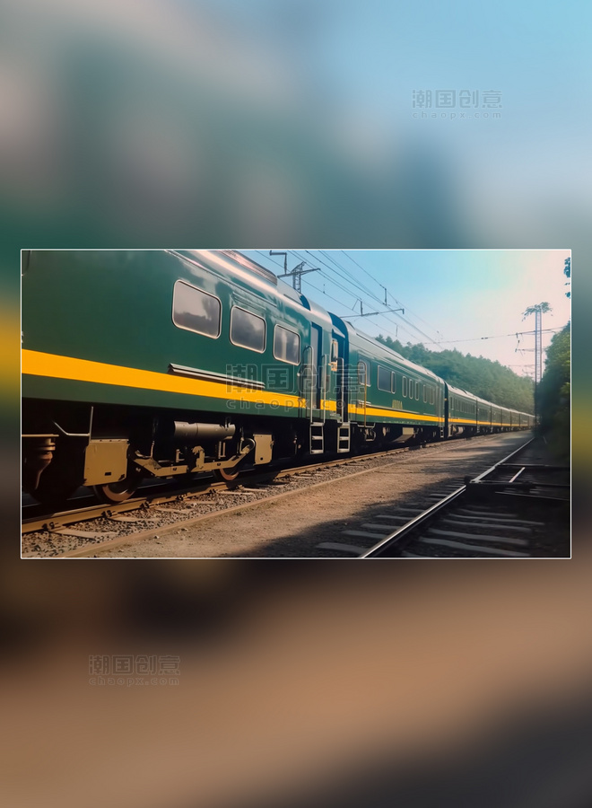 摄影图火车交通工具轨道铁轨广阔视角