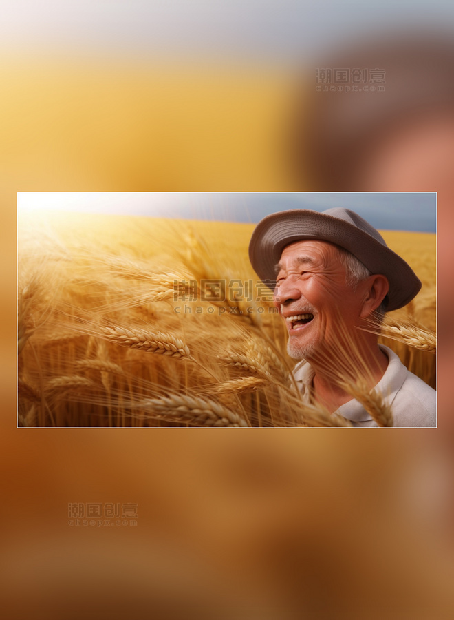 小麦麦田稻穗麦穗粮食农民摄影图