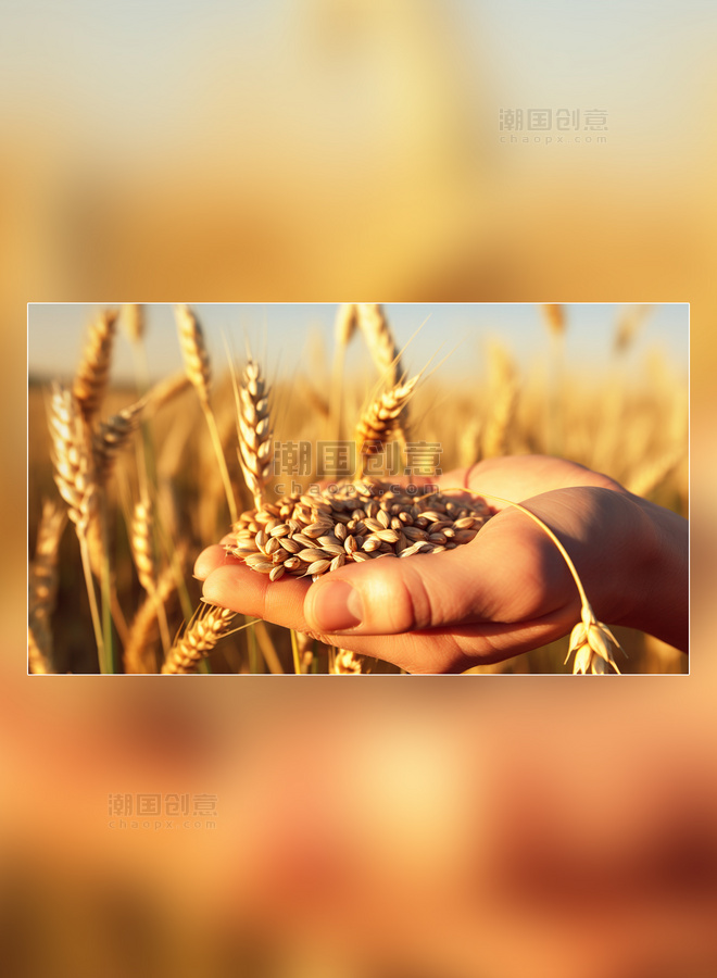 成熟黄金小麦麦穗植物白天小麦麦田生长粮食摄影图超级清晰