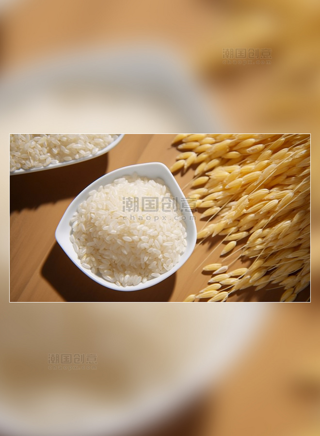 白色食材粮食米饭主食大米营养米饭摄影图