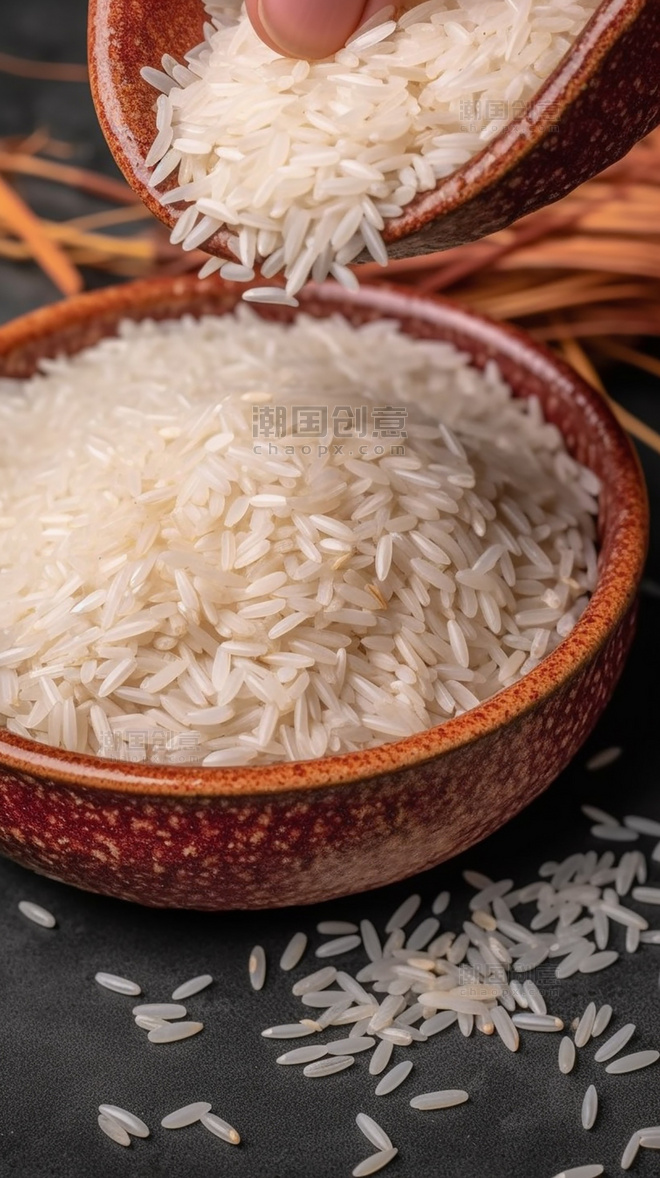 白色食材大米营养米饭摄影图粮食米饭水稻主食