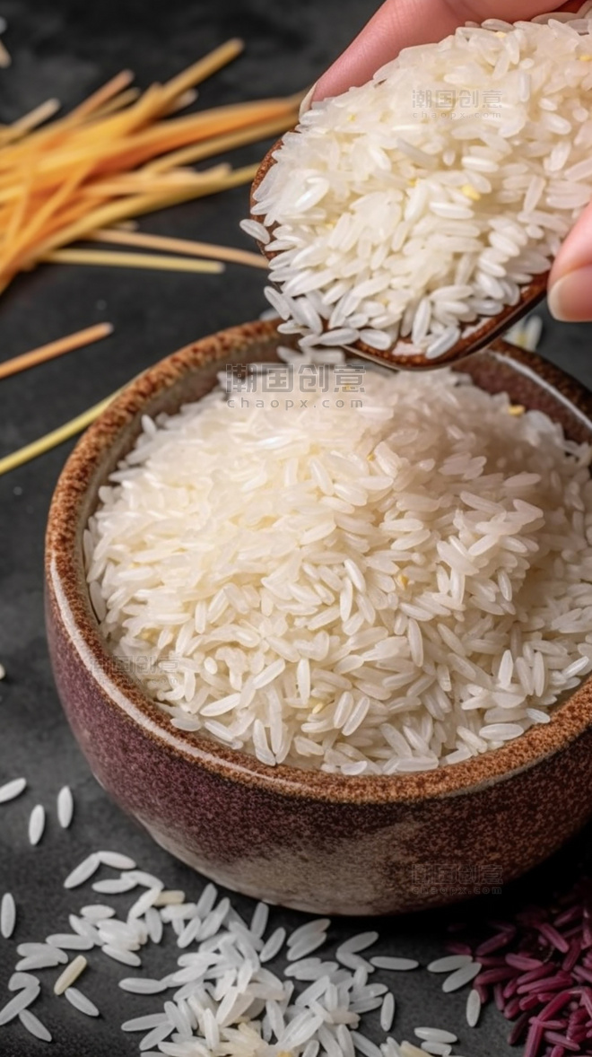 营养米饭摄影图粮食米饭水稻主食白色食材大米