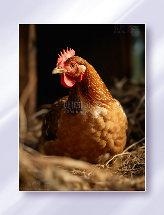农场里的一只老母鸡高清摄影家禽动物牲畜