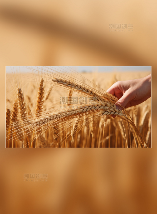 小麦麦田生长粮食面粉小麦麦穗成熟黄金植物白天摄影图超级清晰