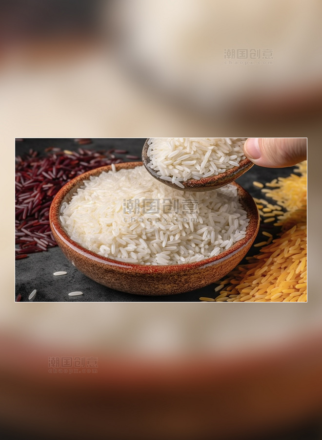 粮食米饭主食白色食材大米营养米饭摄影图