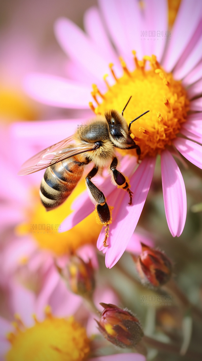 花朵蜂巢养蜂蜜蜂在采蜜春天摄影图