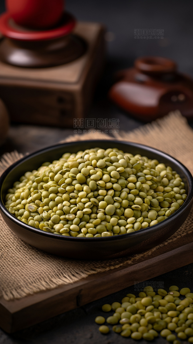 超级五谷杂粮豆类绿豆绿豆粥食材营养物质摄影图