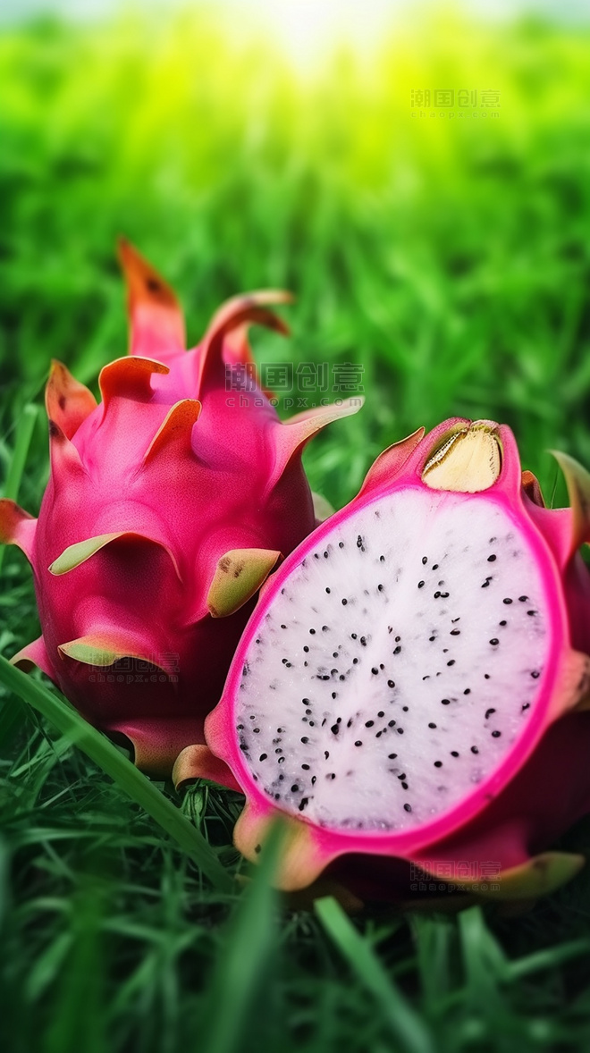 新鲜火龙果火龙果园水果摄影图超级清晰营养水果鲜甜水果农场