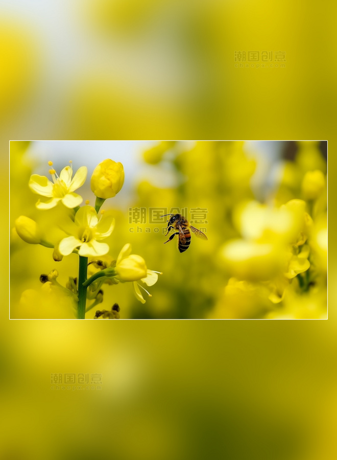 油菜花蜂巢花朵养蜂蜜蜂在采蜜春天摄影图
