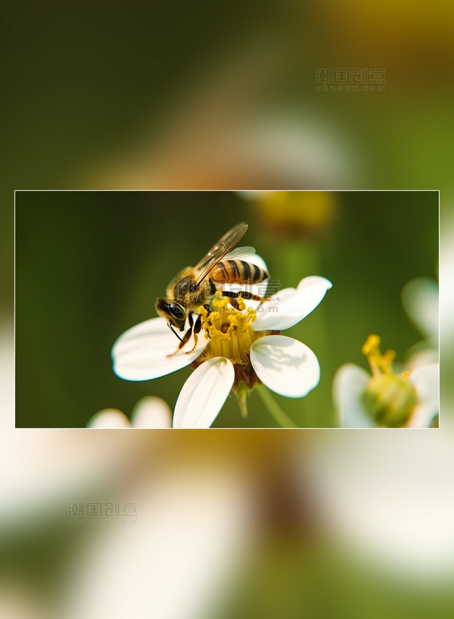 蜂巢花朵养蜂蜜蜂在采蜜春天摄影图