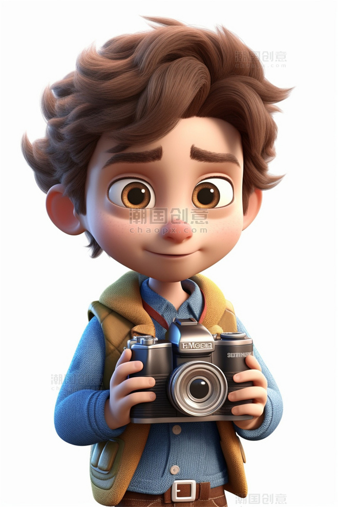 3D可爱风皮克斯风格人物肖像头像摄影师摄像师拍照男性男孩2